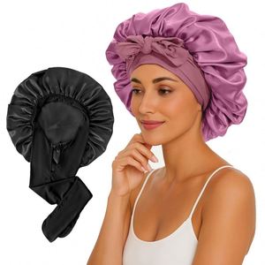 Gorros de Satén para Dormir, Gorro Grande con Banda Elástica para Cabello Rizado, Regalo Promocional de Viaje - Product Image 1