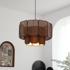 Rattan Chandelier Woven Pendant <strong>Light</strong> Hanging Ceiling <strong>Light</strong> Fixture <strong>Natural</strong> Rattan <strong>Shade</strong> for Dining Bedroom Living Room Indoor - Product Image 1