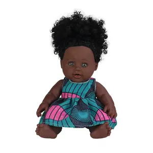 Speelgoed Groothandel Siliconen Pop Realistische Afrikaanse Poppenkleertjes 12 Inch Gift Zwarte Baby Poppen Voor Kinderen