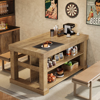 Table de bar Tribesigns de 55 pouces avec étagères de rangement, table de salle à manger haute pour cuisine, unité de bar rectangulaire en bois pour la maison