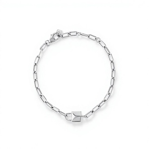 Pulsera de Cadena con Dije de Candado de Plata 925, Joyería de Regalo para Uso Diario de Mujer - Product Image 1