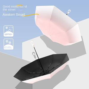 Parapluie solaire pour homme en caoutchouc noir à double usage, protection UV, ouverture et fermeture automatiques, à trois plis, à motif floral dégradé - Product Image 2