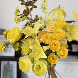 Série Jaune Fleurs Artificielles Rose Tulipe Phalaenopsis Hortensia Décoration Mariage & Maison Techniques de Stylisation & de Flocage - Product Image 3