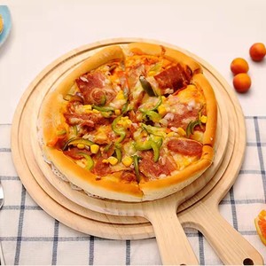 Custom Logo Accepted Eco-Friendly Pine Round <strong>Pizza</strong> <strong>Plate</strong> Wooden Cake Fruit Tray Western Steak <strong>Pizza</strong> Base <strong>Plate</strong> for Dinner Use - Product Image 3