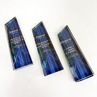 Plaque de récompense en cristal de forme de lame avec impression couleur personnalisée haut de gamme