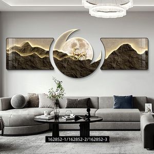 Cuadro <span class=keywords><strong>de</strong></span> pared <span class=keywords><strong>de</strong></span> luna <span class=keywords><strong>con</strong></span> paisaje <span class=keywords><strong>de</strong></span> <span class=keywords><strong>animales</strong></span> <span class=keywords><strong>de</strong></span> lujo moderno <span class=keywords><strong>con</strong></span> diamante LED cristal porcelana salón pared arte pintura conjunto decoración del hogar - Product Image 5