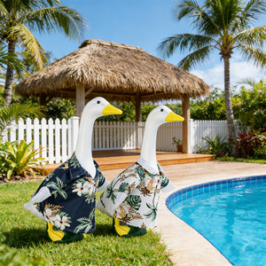 Trajes para Gansos de Porche, Temática Vacaciones Hawaianas, 23 pulgadas, Conjunto para Todas las Estaciones, Ropa para Gansos de Porche para Decoración de Patio y Jardín - Product Image 3