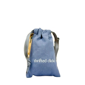 Bolsa de Lona Natural Personalizada con Cordón, Bolsa de Muselina con Patrón de Letras - Product Image 1
