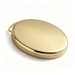 Luxury Gold Plated Oval Double Sided <b>Pocket</b> Cosmetic Mirror, Metal Travel Mirror Wholesale Gift - Product Image 4