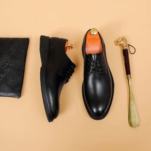Chaussures d'été en cuir pour hommes, style britannique, bout rond, légères, respirantes, noires, mocassins à enfiler, décontractées, pour affaires et occasions habillées - Product Image 6