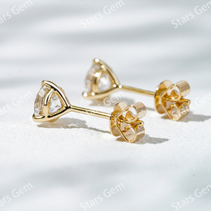IGI sertifikası 0.5ct yuvarlak 5mm ana elmas çiviler DEF VVS2 HPHT CVD Starsgem 14k18k katı altın Lab yetiştirilen elmas küpe - Product Image 4