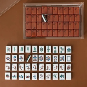 Ensemble de <span class=keywords><strong>Mahjong</strong></span> en Bois Gravé, Tuiles Acryliques Superposées de Luxe, Blocs de Couleurs à Trois Tons, Fournisseur de <span class=keywords><strong>Mahjong</strong></span> Occidental - Product Image 4