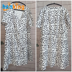 Ehanking Women's Short Sleeve V-Neck Beach Dress Female Casual <b>Spot</b> Print Ruffle Dresses Sexy Mini Dress - Product Image 3