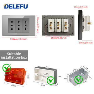 Delefu ổ cắm tiếng hiện đại và đơn giản Hỗ trợ sạc nhanh Type-C 20W và thiết kế bảng điều khiển kính USB kép - Product Image 4
