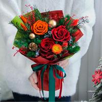 Cadeaux de Noël Lovebay, bouquet de fleurs séchées réelles au toucher naturel, fleurs éternelles, roses préservées