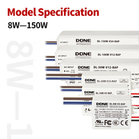 Controlador LED silencioso sin ventilador de la serie DONE RAP de 12V 24V 36V 48V Clase II IP67 para iluminación de espejos de baño y gabinetes de tocador