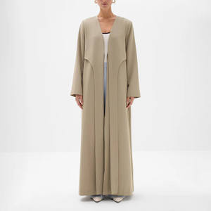 Vente flash Abaya modeste du Moyen-Orient Dubaï Cardigan islamique musulman Deux pièces Robes musulmanes ouvertes pour femmes - Product Image 1