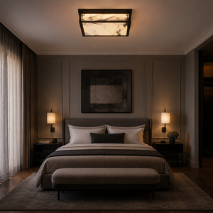 Luxury Rectangular Faux Marble <b>Ceiling</b> <b>Light</b> Art Deco Flush Mount LED Lamp for Bedroom Hallway Hotel Villa OEM ODM - Product Image 2