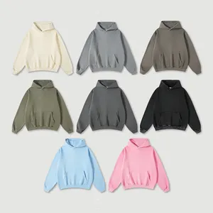 Custom French Terry Hoodies No Strings 100% Cotton Oversized Embroidery Thick Heavy 450 Gsm Men's Hoodies Blank Hoodie