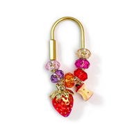 Porte-clés mignon en perles de fruits et piments avec breloques fraise/pomme/poire, breloque de sac, sangle pour téléphone et clés pour filles
