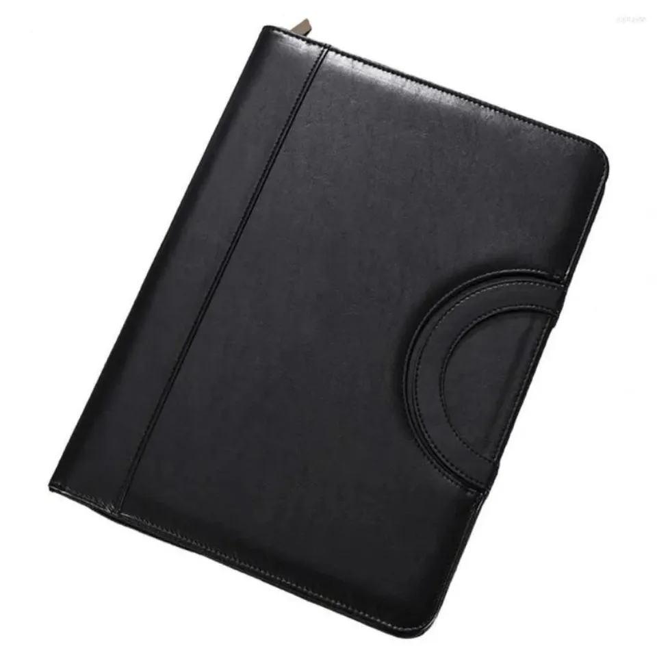 Portefeuille d'affaires à glissière Portable portefeuille en cuir Pu porte-fichiers de bureau sac A4 portefeuille multifonctionnel avec calculatrice