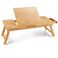 Combohome ordinateur portable bureau bambou Table d'ordinateur portable réglable tour plateau lit plateau de service Table de petit déjeuner pliable café thé onglet