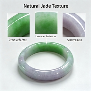 Brazalete de Jade Chun Dai Cai Premium al por Mayor, Brazalete de Jadeíta Natural de Dos Colores, Verde Lavanda, para Regalo de Aniversario - Product Image 4