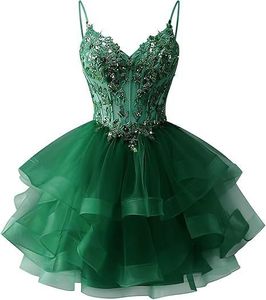 <span class=keywords><strong>Vestido</strong></span> de <span class=keywords><strong>fiesta</strong></span> personalizado de tul escalonado con corte en A para adolescentes, con apliques de encaje brillante y cuentas, <span class=keywords><strong>vestido</strong></span> <span class=keywords><strong>corto</strong></span> de graduación, minivestido de cóctel. - Product Image 4