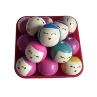 Manik-manik kayu bentuk kepala boneka tersenyum 25mm, bulat, untuk dekorasi gelang Natal, bahan DIY buatan tangan