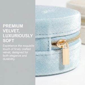 Oval Handmade Velvet Jewelry Storage <b>Box</b> Zipper Closure Portable Travel <b>Box</b> for <b>Earrings</b> Necklace Vintage Luxury Fashionable - Product Image 5