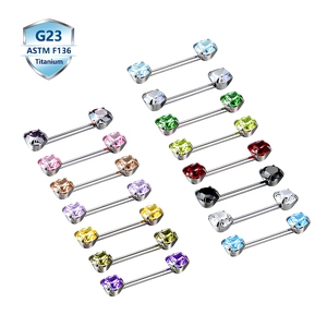 Piercing per <span class=keywords><strong>Capezzoli</strong></span> in Titanio ASTM F136 con Zircone, <span class=keywords><strong>Gioielli</strong></span> per il Corpo, Piercing alla Moda - Product Image 1