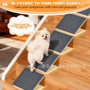 Escalera de madera para mascotas, escalones antideslizantes para perros con almohadillas protectoras, ángulo ajustable, escalera auxiliar para uso en interiores - Product Image 4
