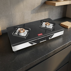KIMATSU CRYSTAL 2BR Plaque de cuisson au gaz portable GPL à 2 brûleurs avec dessus en verre résistant à la chaleur, allumage automatique/manuel, corps en acier inoxydable 30 - Product Image 3