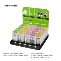 Boîte d'affichage de téléphone portable avec câble Usb de type C pour iPhone et chargeur mural EU chargeur de voiture accessoires ensemble d'affichage