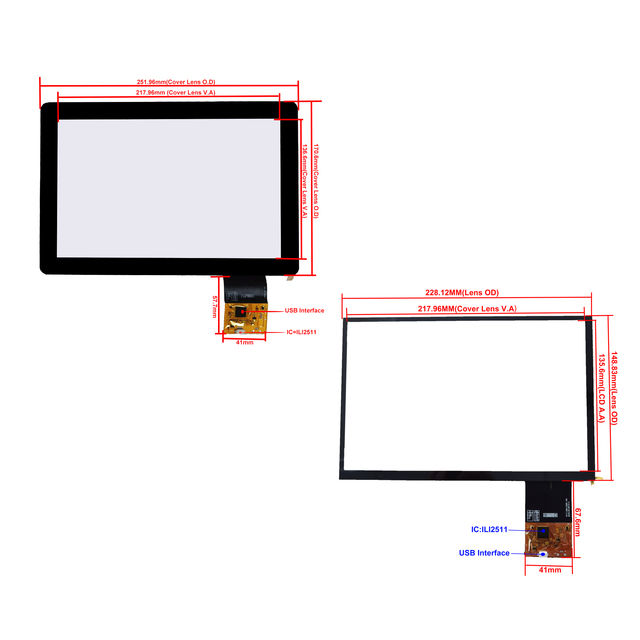 OEM ODM 10.1 Inch 1280*800 16:10 10-Point Capacitive Industrial Touch Screen Panel USB Interface Fast Response for Android