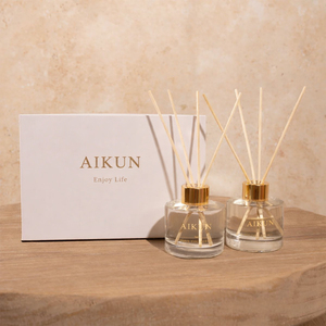 Aikun ODM Retail Brands Premium Soft Tone Clear Round <b>Bottle</b> Peony Musk Custom Box Home Fragrance Set Dual <b>Diffuser</b> For Bedroom - Product Image 1
