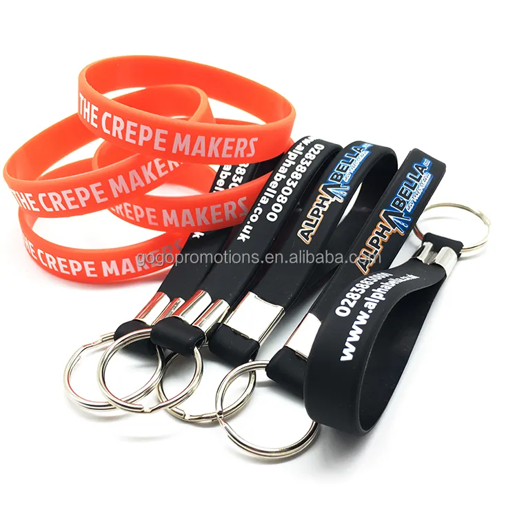 Silicone Loop Keychain Wristband Keyring Rubber Key Chain