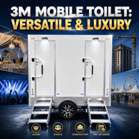 Remorque de toilettes portable unisexe à plusieurs compartiments, écologique, grande capacité pour les lieux publics et les événements