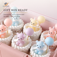 Bougie personnalisée en forme d'ours macaron, faite à la main, dans quatre couleurs pastel, pour les cadeaux d'anniversaire et de baby shower