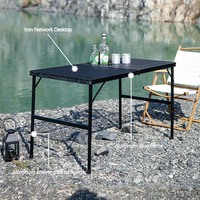 Offre spéciale Conception personnalisée Mobilier d'extérieur Cadre en métal en aluminium Portable Mesh Top Camping Randonnée Pique-nique À manger Table pliante