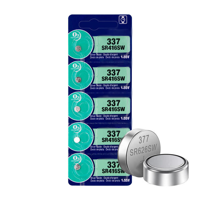 Factory Best Price 3V 1.55V 377 SR626SW Button Battery Lithium 0% Hg 5Wh Anode 300 Cycles Replacement Watch Battery