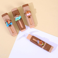 Gomme portable Soododo, papeterie mignonne, design de dessin animé, gomme capybara avec taille-crayon