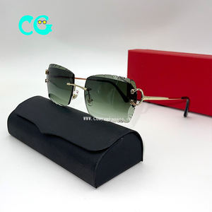 2024 Neue Schnittkante Ovale Invertierte Sonnenbrille Mode Hochwertige Rahmenlose Diamantschliff Modische Flache Nylon-Gläser Sonnenbrille - Product Image 3