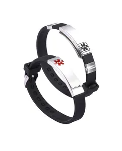 2023 Mode Populaire Medische Logo Kraam Hot Sale Gecorrodeerde Siliconen Heren Bandje Armband Verstelbare Paar Armband