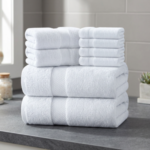 Juego de Toallas de Baño ORCHID de Algodón Orgánico Blanco, Color Sólido, Rectangulares, Tejidas, Suaves para la Piel, para Hotel, Adultos - Product Image 1