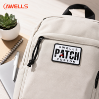 Patch brodé personnalisé AWELLS en gros, badge logo haute densité pour vestes et accessoires de sacs à dos
