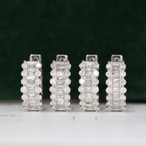 Xinfly 18K Gold <b>Huggie</b> Hoop Earrings 1.00ct Natural Baguette Diamond - Product Image 2