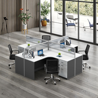 Bureau de travail moderne convertible en bois massif pour 2 à 6 personnes avec panneau en aluminium, conception modulaire stable pour usage commercial
