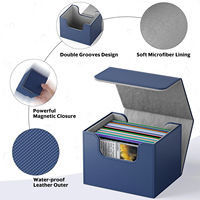 Boîte de rangement pour cartes à collectionner en cuir PU personnalisée PQ avec couvercle confortable pour cartes de jeu et cartes à échanger en extérieur