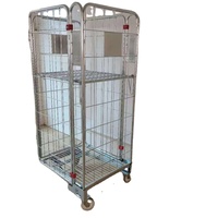 Chariot de lavage pliable en treillis métallique galvanisé, conteneur à roulettes robuste 500 kg pour la distribution de linge d'hôtel